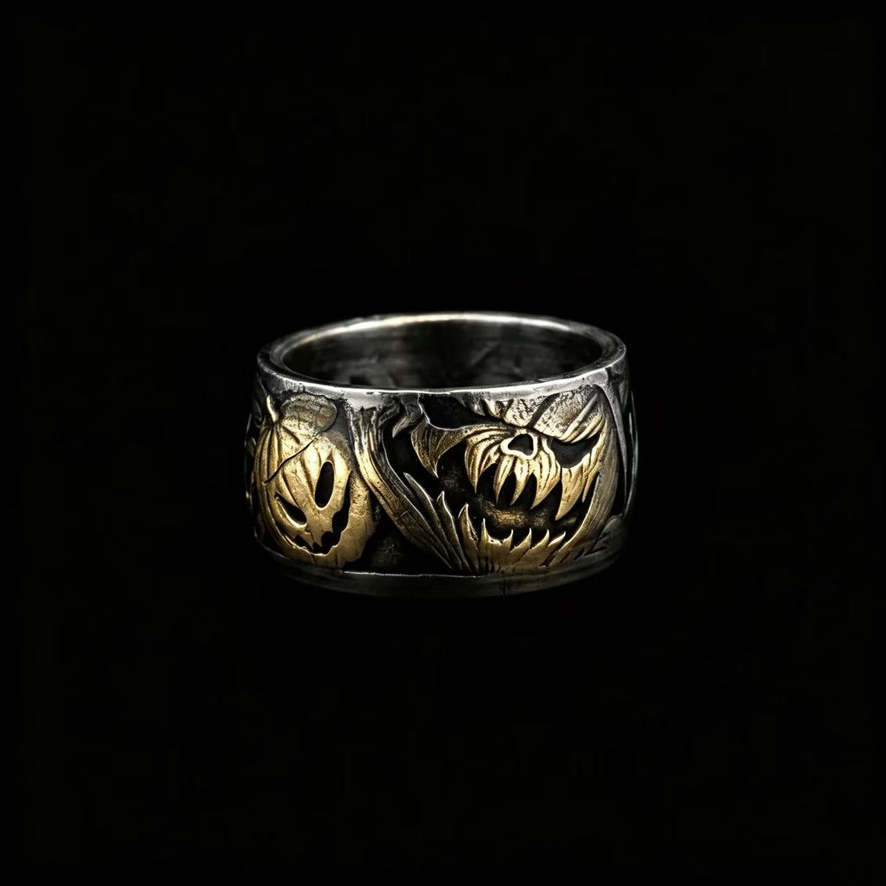 Halloween Pumpkin Silver Coin Ring – Hand-Forged Adjustable Band