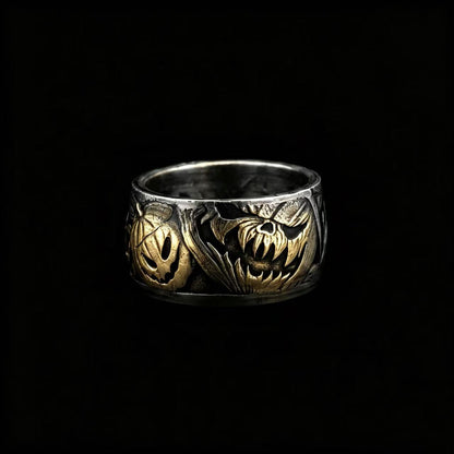 Halloween Pumpkin Silver Coin Ring – Hand-Forged Adjustable Band
