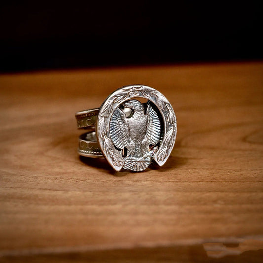 Handcrafted Horseshoe Morgan Silver Coin Ring – Adjustable Open Design | One Size Fits Most