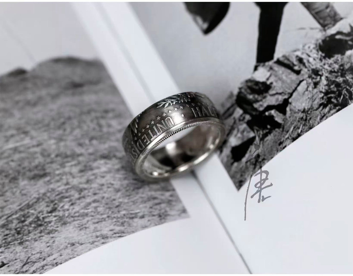 JFK Half Dollar Silver Coin Ring – Adjustable Open Design | One Size Fits Most