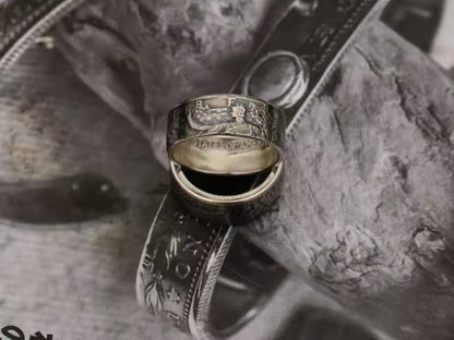 Walking Statue of Liberty Silver Coin Ring – Adjustable Open Design | One Size Fits Most