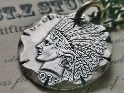 Statue of Liberty Indian Head Ten Dollar Necklace (Chain included)