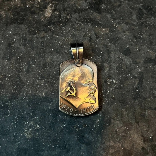 Lenin Centennial Commemorative Silver Coin Necklace (Chain included)