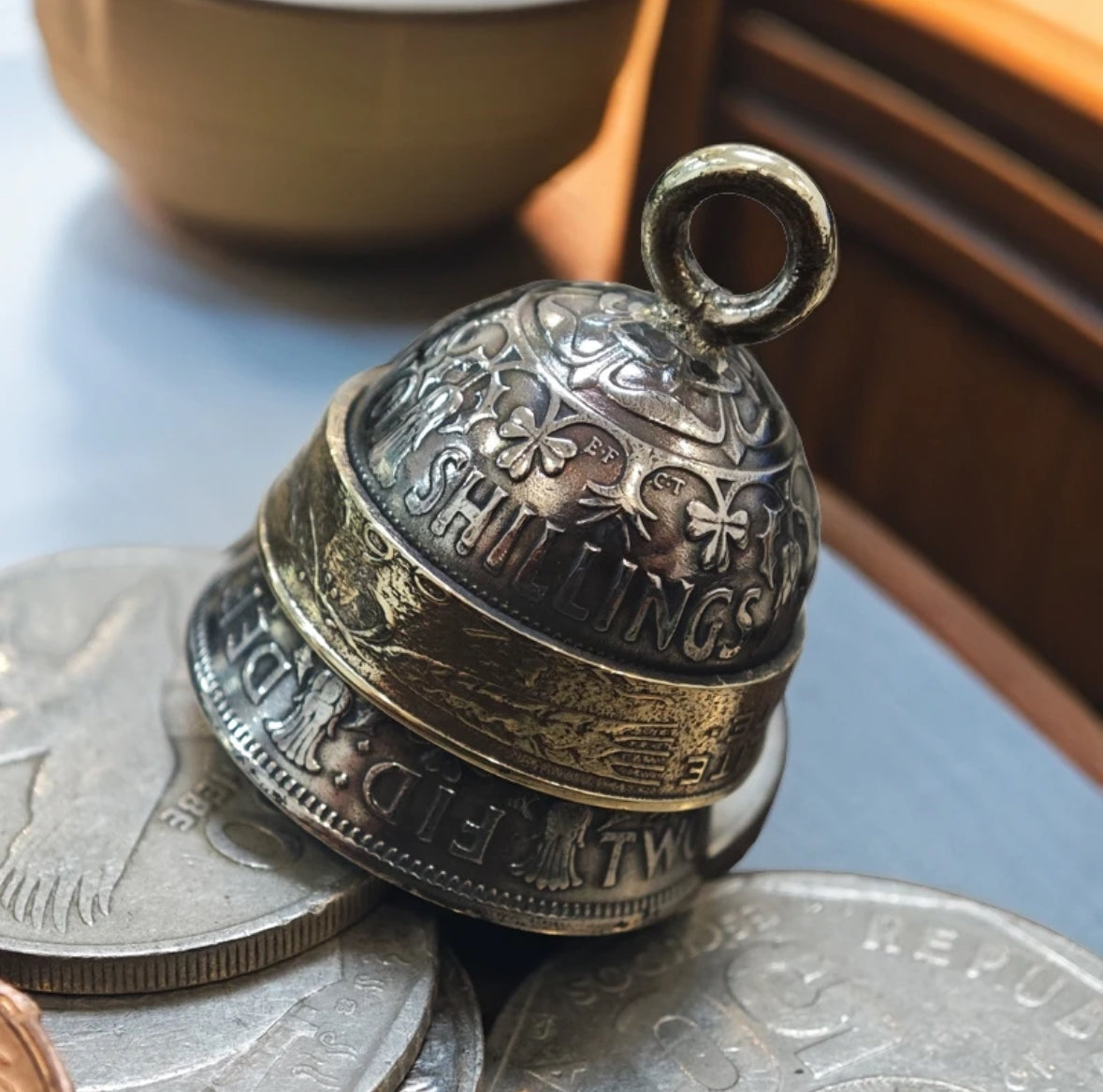 Mongolia Jewelry - Queen's Silver Coin Bell