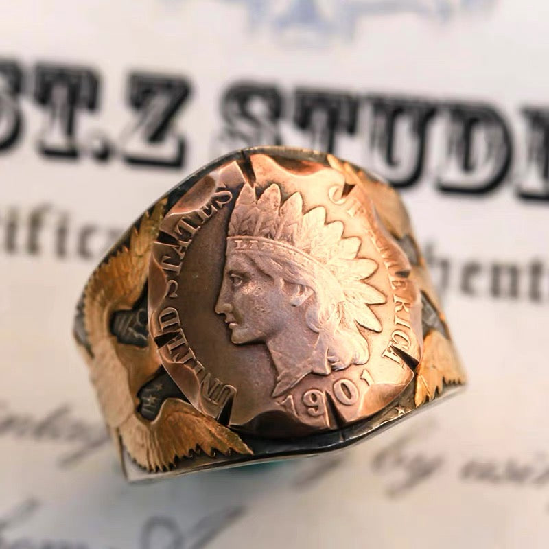 Native American Head Silver Coin Ring –  Adjustable Open Design | One Size Fits Most