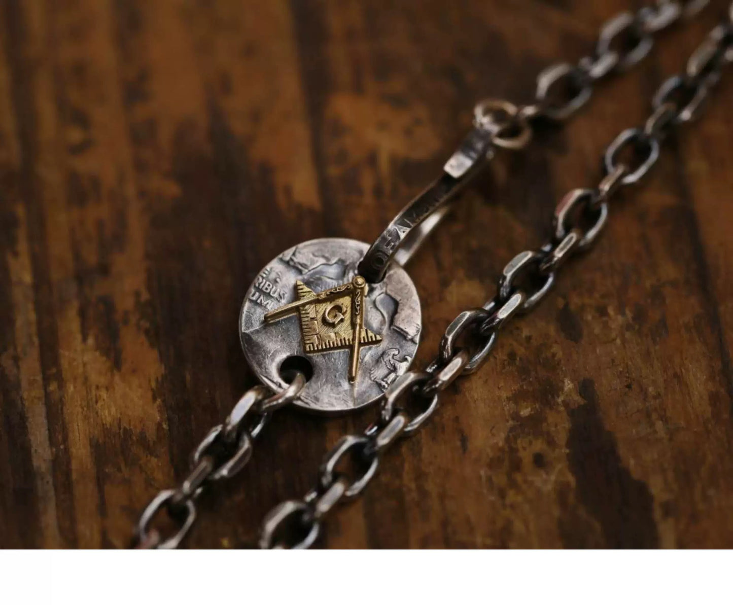 Franklin Half Dollar Silver Coin Masonic Necklace (Chain included)