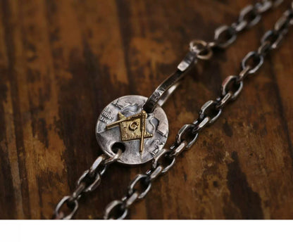 Franklin Half Dollar Silver Coin Masonic Necklace (Chain included)