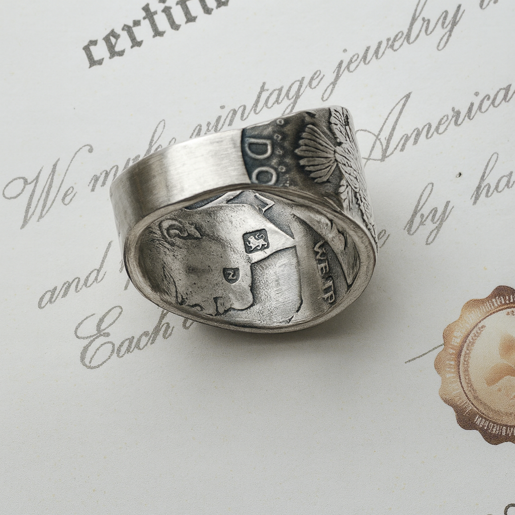 Freemasonry Engraved Silver Coin Ring – Adjustable Open Design | One Size Fits Most