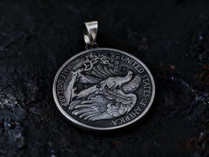 Walking Liberty Silver Coin Necklace (Chain included)