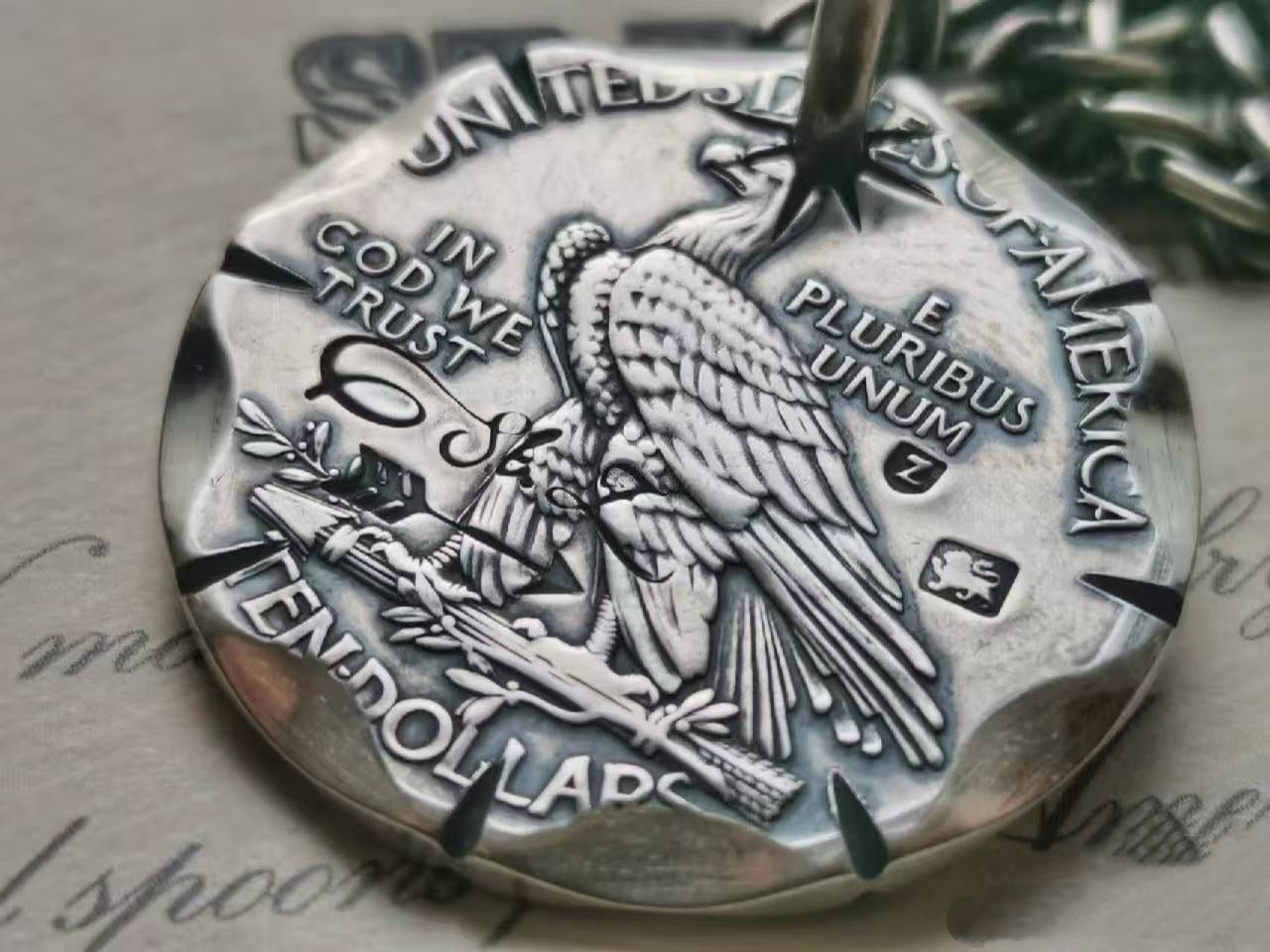 Statue of Liberty Indian Head Ten Dollar Necklace (Chain included)