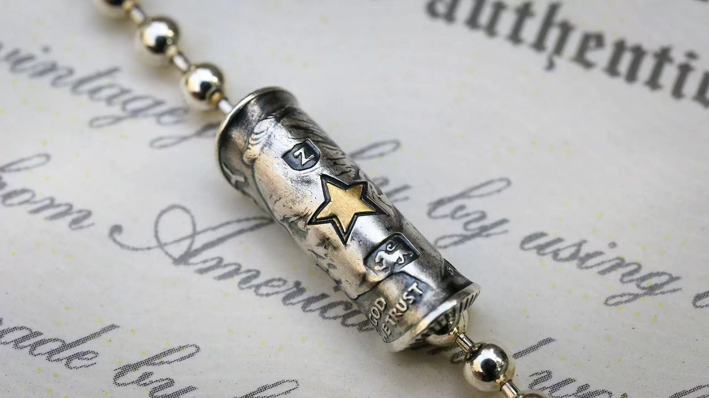 Roosevelt Dime Silver Coin Bead Necklace