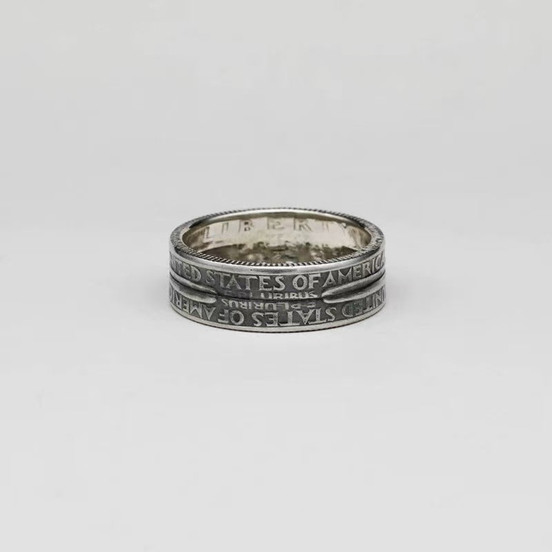 Washington Silver Coin Ring – Adjustable Open Design | One Size Fits Most