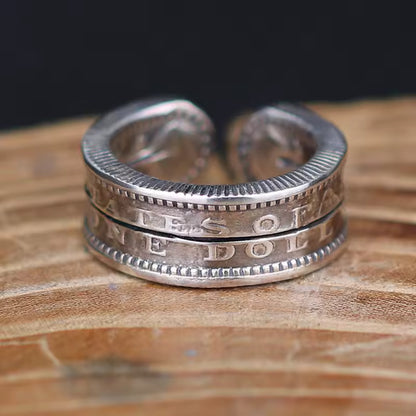 Mongolia Jewelry - Mongolian Craft Handmade Morgan Silver Coin Wrap Ring
