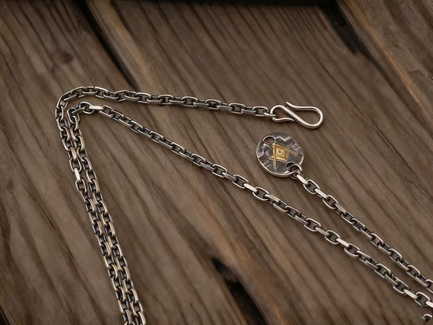 Franklin Half Dollar Silver Coin Masonic Necklace (Chain included)