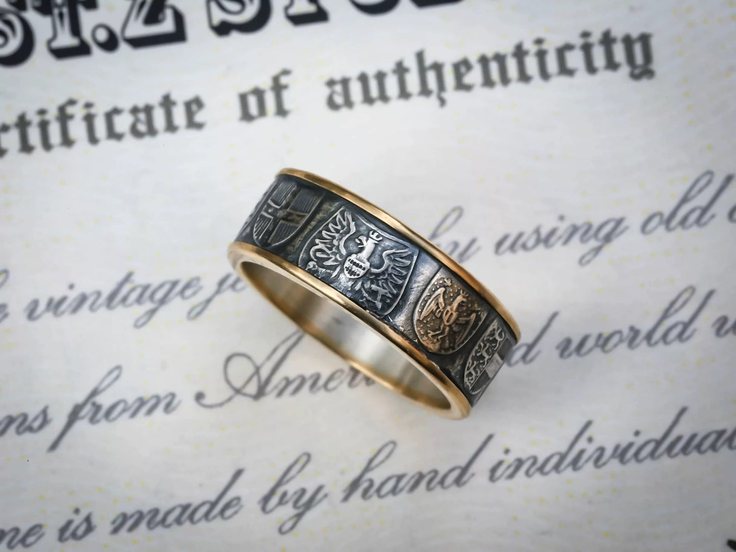 Austrian Shield Emblem Silver Coin Ring – Adjustable Open Design | One Size Fits Most