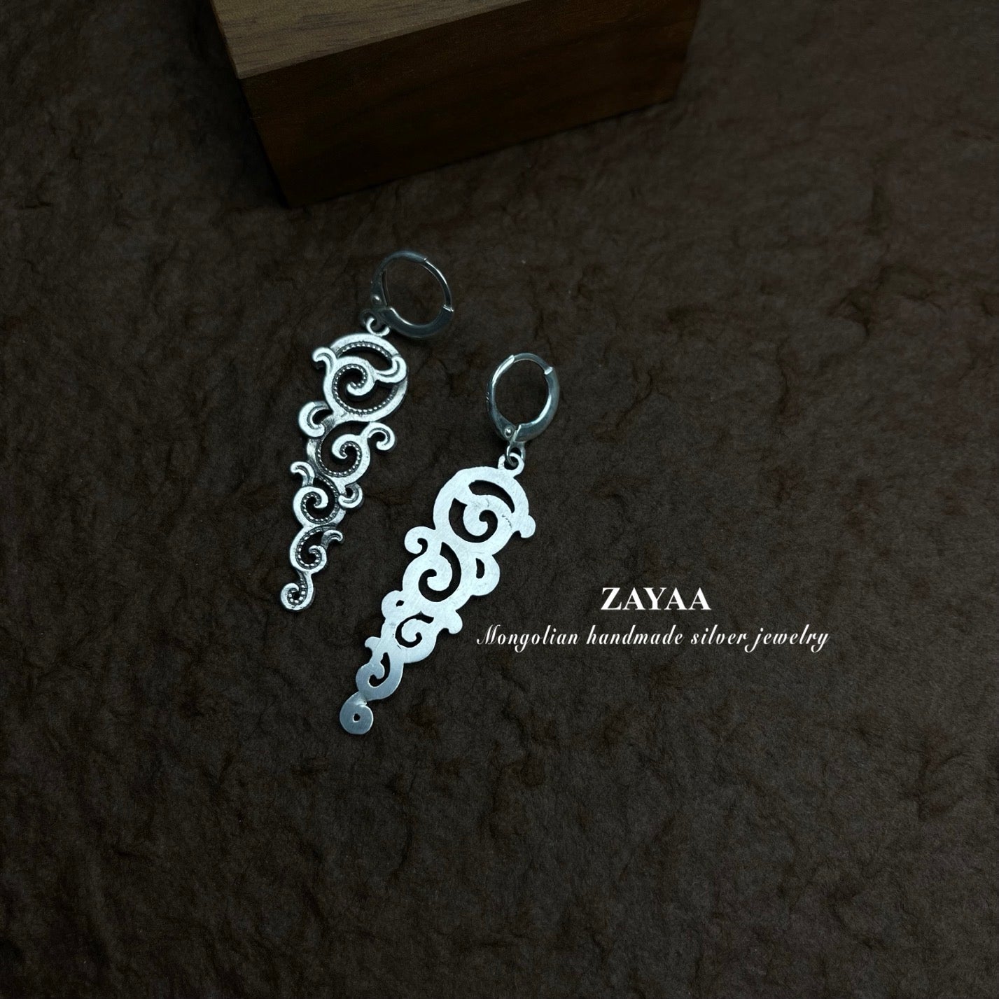 Mongolia Jewelry - Mongolian Traditional Flower Earrings（Zayaa Handmade Sterling Silver）