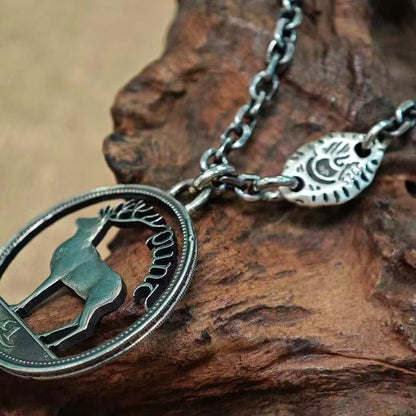 Irish Red Deer One Pound Silver Coin Necklace