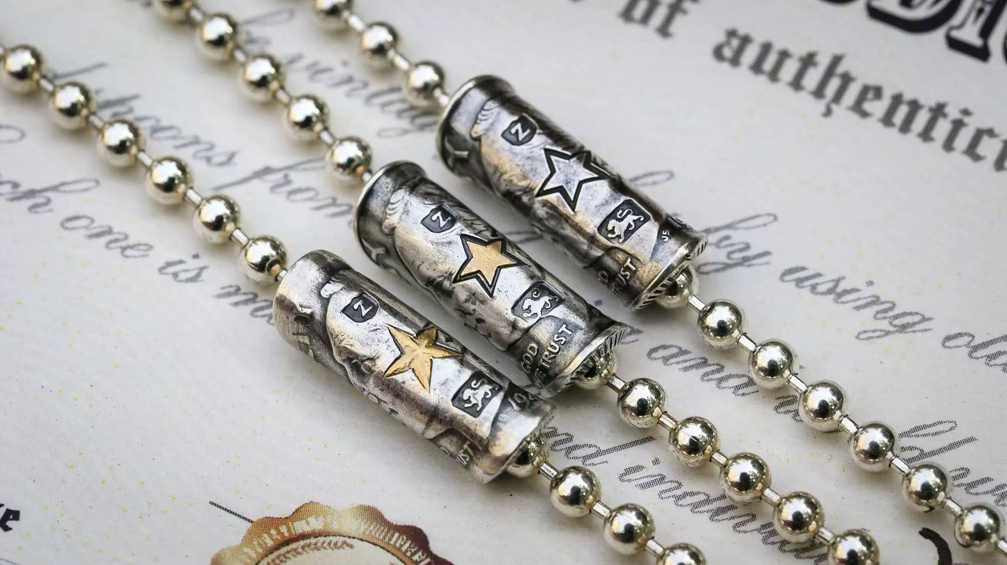 Roosevelt Dime Silver Coin Bead Necklace