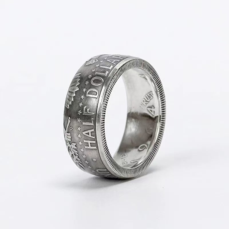 JFK Half Dollar Silver Coin Ring – Adjustable Open Design | One Size Fits Most