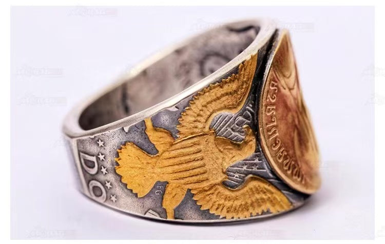 Golden Virgin Mary Silver Coin Ring – Adjustable Open Design | One Size Fits Most