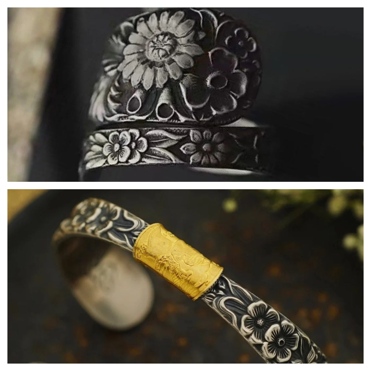 Mongolia Jewelry - Mongolian Silver Spoon Adapted into a Mongolian Flower Bangle