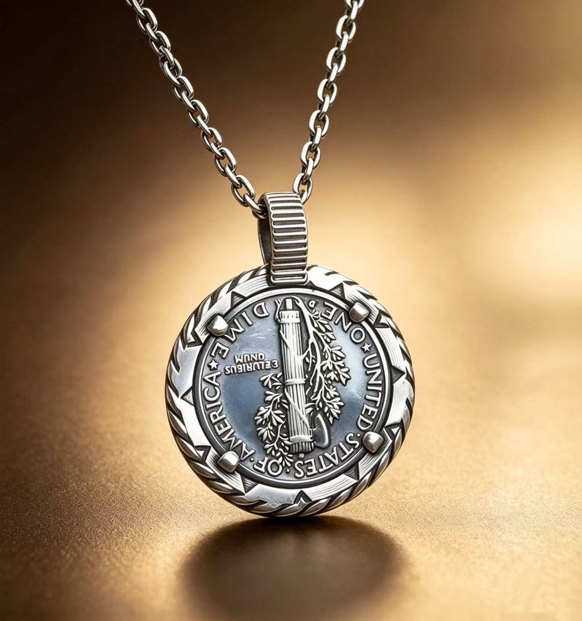 Winged Mercury /Indian Buffalo Nickel Vintage Coin Pendant