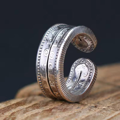 Mongolia Jewelry - Mongolian Craft Handmade Morgan Silver Coin Wrap Ring