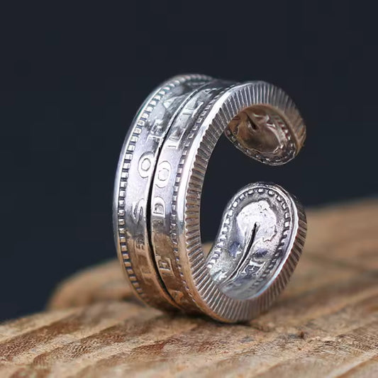 Mongolia Jewelry - Mongolian Craft Handmade Morgan Silver Coin Wrap Ring