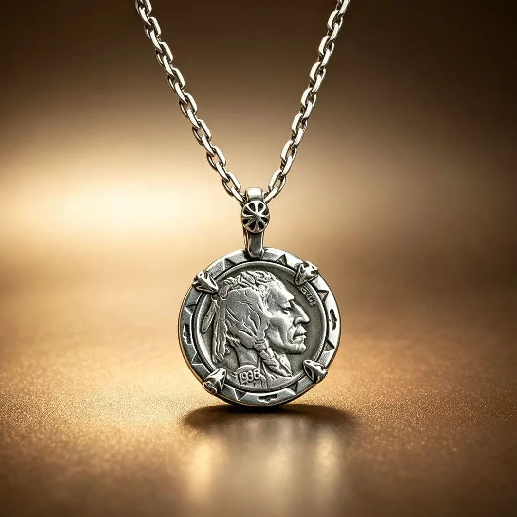 Winged Mercury /Indian Buffalo Nickel Vintage Coin Pendant