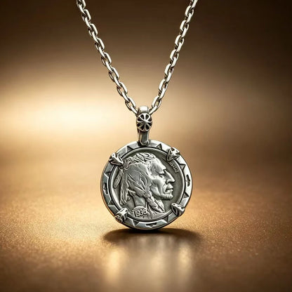 Winged Mercury /Indian Buffalo Nickel Vintage Coin Pendant